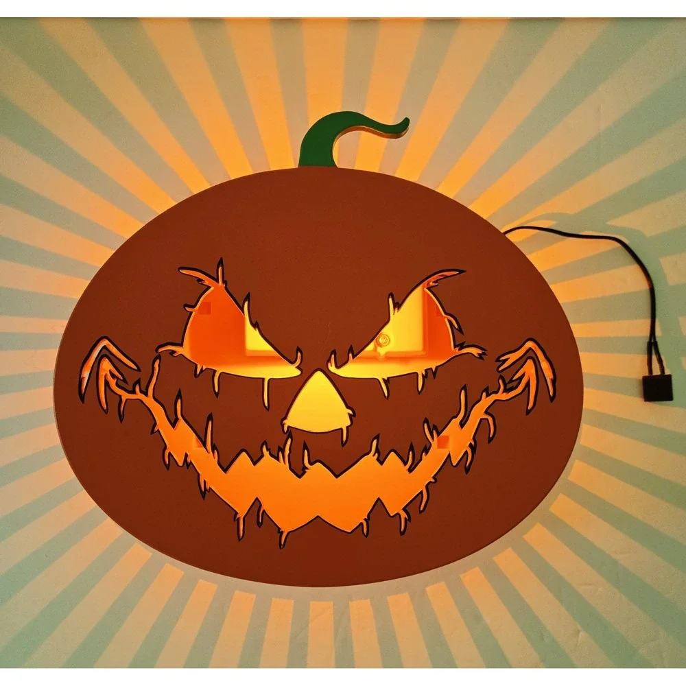 Halloween Radiant Shadows Creepy Pumpkin Jack O Lantern LED Light Ashland